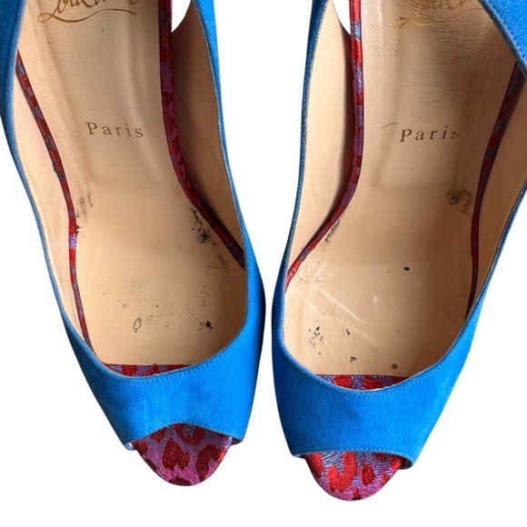 Christian Louboutin - Lady Peep Sling 150 Blue/Rubis Bold & Rare Colorway Sz 41 - Picture 4 of 15